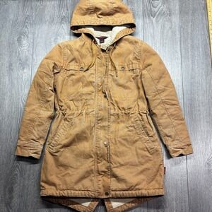 Tough Duck Medium Jacket Hooded Women's Sherpa Lined Brown Workwear Zipper